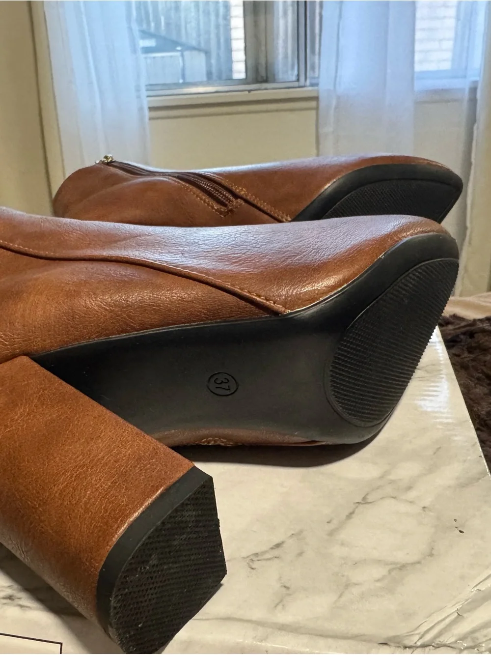 Women's Brown Ankle Boots with Side Zip